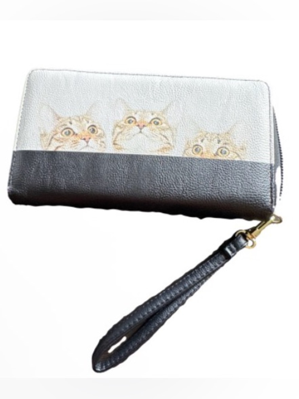 Betsey Johnson White and Black Cat Trio Wristlet Wallet